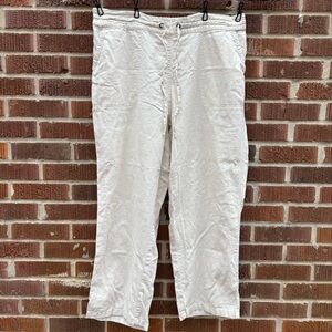 For Cynthia Womens Drawstring Linen Cropped Pants 2XL Tan Pull-On Casual